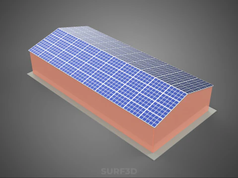 SOLAR PANEL ROOF PV POWERED SHED WAREHOUSE STOREHOUSE DEPOT BARN 3D Model
