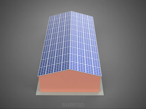 SOLAR PANEL ROOF PV POWERED SHED WAREHOUSE STOREHOUSE DEPOT BARN 3D Model