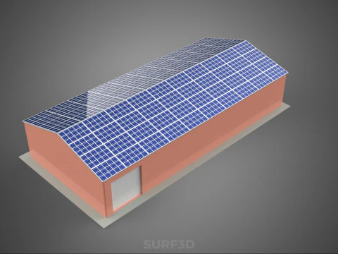 SOLAR PANEL ROOF PV POWERED SHED WAREHOUSE STOREHOUSE DEPOT BARN 3D Model