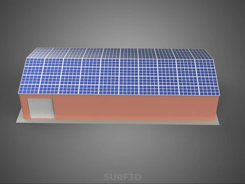 SOLAR PANEL ROOF PV POWERED SHED WAREHOUSE STOREHOUSE DEPOT BARN 3D Model