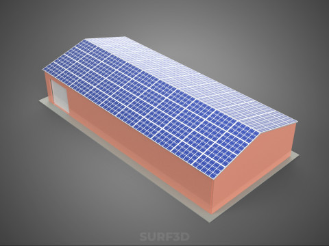 SOLAR PANEL ROOF PV POWERED SHED WAREHOUSE STOREHOUSE DEPOT BARN 3Dモデル