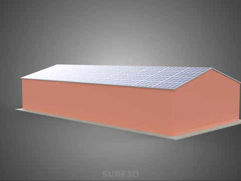 SOLAR PANEL ROOF PV POWERED SHED WAREHOUSE STOREHOUSE DEPOT BARN 3D Model