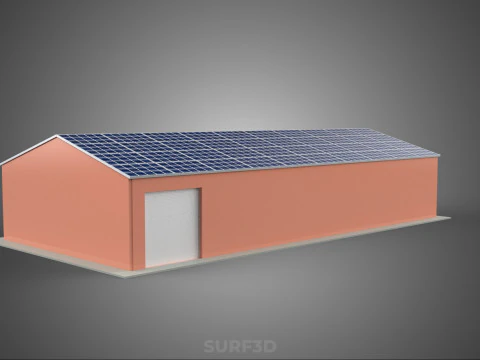 SOLAR PANEL ROOF PV POWERED SHED WAREHOUSE STOREHOUSE DEPOT BARN 3D Model