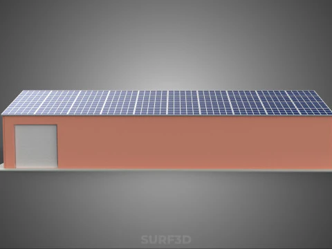 SOLAR PANEL ROOF PV POWERED SHED WAREHOUSE STOREHOUSE DEPOT BARN 3D Model