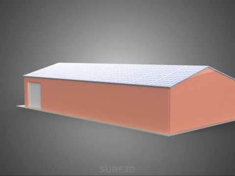 SOLAR PANEL ROOF PV POWERED SHED WAREHOUSE STOREHOUSE DEPOT BARN 3D Model