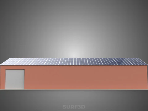 SOLAR PANEL ROOF PV POWERED SHED WAREHOUSE STOREHOUSE DEPOT BARN 3D Model