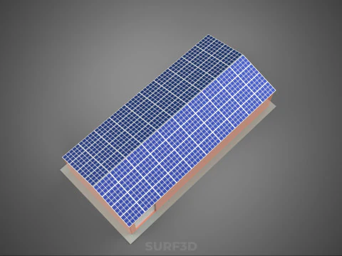 SOLAR PANEL ROOF PV POWERED SHED WAREHOUSE STOREHOUSE DEPOT BARN 3D Model
