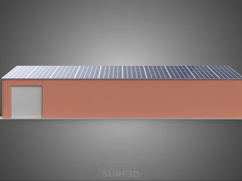 SOLAR PANEL ROOF PV POWERED SHED WAREHOUSE STOREHOUSE DEPOT BARN 3D Model
