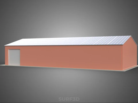 SOLAR PANEL ROOF PV POWERED SHED WAREHOUSE STOREHOUSE DEPOT BARN 3D Model