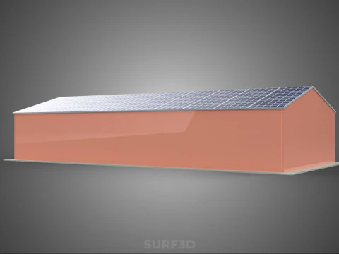 SOLAR PANEL ROOF PV POWERED SHED WAREHOUSE STOREHOUSE DEPOT BARN 3D Model