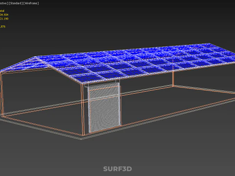 SOLAR PANEL ROOF PV POWERED SHED WAREHOUSE STOREHOUSE DEPOT BARN 3D Model