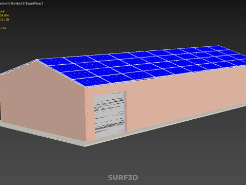 SOLAR PANEL ROOF PV POWERED SHED WAREHOUSE STOREHOUSE DEPOT BARN 3D Model