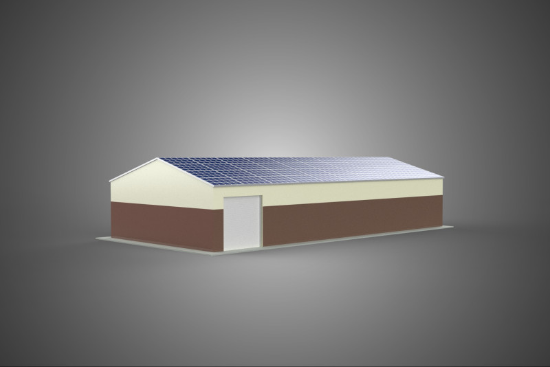ROOF SOLAR PANEL POWERED WORKSHOP GARAGE WAREHOUSE STORAGE ROOM 3D Модель .c4d .max .obj .3ds .fbx .stl .blend