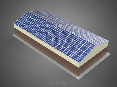 ROOF SOLAR PANEL POWERED WORKSHOP GARAGE WAREHOUSE STORAGE ROOM 3D Model