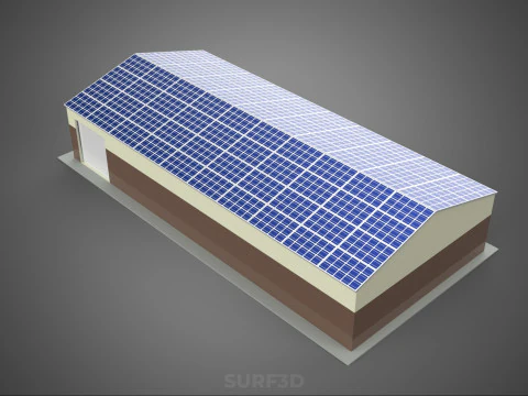 ROOF SOLAR PANEL POWERED WORKSHOP GARAGE WAREHOUSE STORAGE ROOM 3D Model