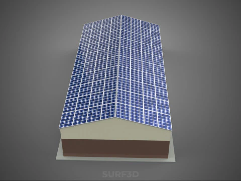 ROOF SOLAR PANEL POWERED WORKSHOP GARAGE WAREHOUSE STORAGE ROOM 3D Model