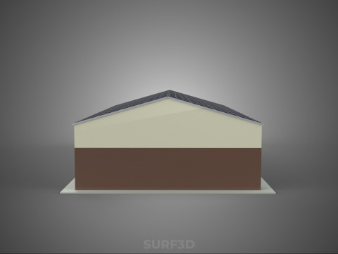 屋顶太阳能电池板供电车间车库仓库储藏室 3D 模型