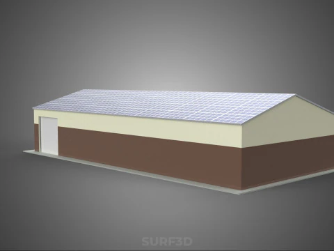 ROOF SOLAR PANEL POWERED WORKSHOP GARAGE WAREHOUSE STORAGE ROOM 3D Model