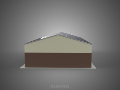 屋顶太阳能电池板供电车间车库仓库储藏室 3D 模型