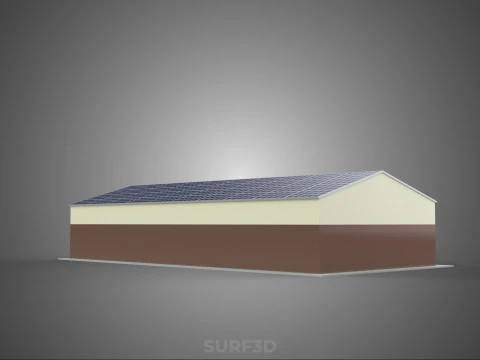 ROOF SOLAR PANEL POWERED WORKSHOP GARAGE WAREHOUSE STORAGE ROOM 3D Model