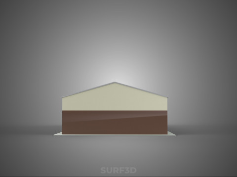 屋顶太阳能电池板供电车间车库仓库储藏室 3D 模型