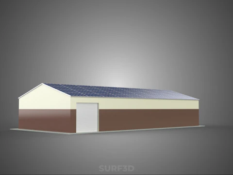 ROOF SOLAR PANEL POWERED WORKSHOP GARAGE WAREHOUSE STORAGE ROOM 3D Model