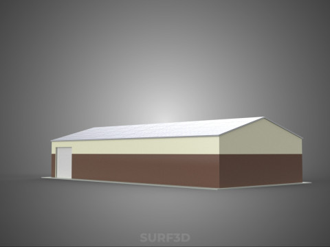 屋顶太阳能电池板供电车间车库仓库储藏室 3D 模型