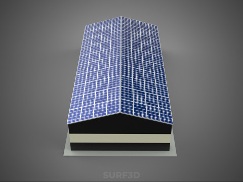 DACHOWE ECO PANELE SŁONECZNE PASKI OBIEKT BUDYNKU UŻYTKOWEGO Model 3D