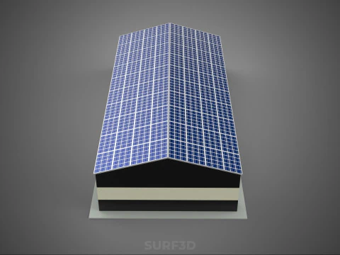 ROOFTOP ARRAY ECO SOLAR PANELS STRIPED UTILITY BUILDING FACILITY 3D Model