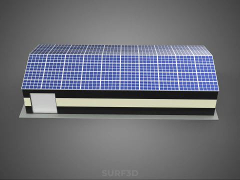 ROOFTOP ARRAY ECO SOLAR PANELS STRIPED UTILITY BUILDING FACILITY 3D Model