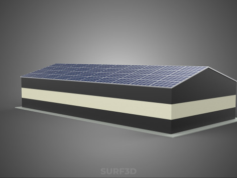 DACHOWE ECO PANELE SŁONECZNE PASKI OBIEKT BUDYNKU UŻYTKOWEGO Model 3D