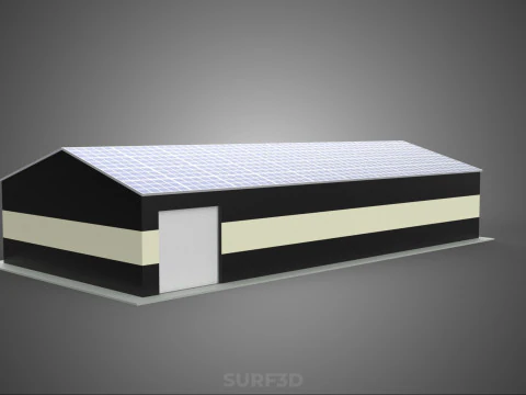 ROOFTOP ARRAY ECO SOLAR PANELS STRIPED UTILITY BUILDING FACILITY 3D Model