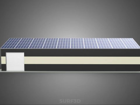 ROOFTOP ARRAY ECO SOLAR PANELS STRIPED UTILITY BUILDING FACILITY 3D Model