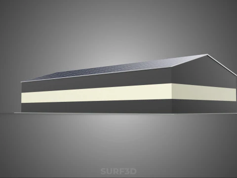 ROOFTOP ARRAY ECO SOLAR PANELS STRIPED UTILITY BUILDING FACILITY 3D Model
