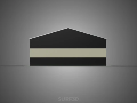 ROOFTOP ARRAY ECO SOLAR PANELS STRIPED UTILITY BUILDING FACILITY 3D Model