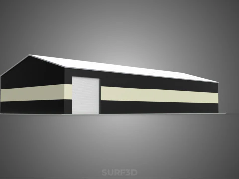 ROOFTOP ARRAY ECO SOLAR PANELS STRIPED UTILITY BUILDING FACILITY 3D Model
