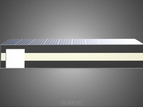 ROOFTOP ARRAY ECO SOLAR PANELS STRIPED UTILITY BUILDING FACILITY 3D Model