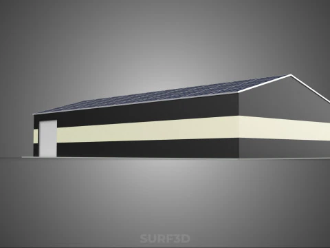 ROOFTOP ARRAY ECO SOLAR PANELS STRIPED UTILITY BUILDING FACILITY 3D Model