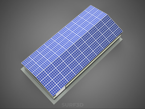 DACHOWE ECO PANELE SŁONECZNE PASKI OBIEKT BUDYNKU UŻYTKOWEGO Model 3D