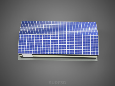 DACHOWE ECO PANELE SŁONECZNE PASKI OBIEKT BUDYNKU UŻYTKOWEGO Model 3D