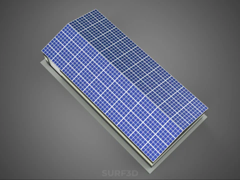 ROOFTOP ARRAY ECO SOLAR PANELS STRIPED UTILITY BUILDING FACILITY 3D Model