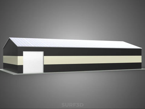 ROOFTOP ARRAY ECO SOLAR PANELS STRIPED UTILITY BUILDING FACILITY 3D Model