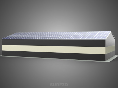 DACHOWE ECO PANELE SŁONECZNE PASKI OBIEKT BUDYNKU UŻYTKOWEGO Model 3D