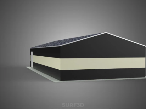 ROOFTOP ARRAY ECO SOLAR PANELS STRIPED UTILITY BUILDING FACILITY 3D Model