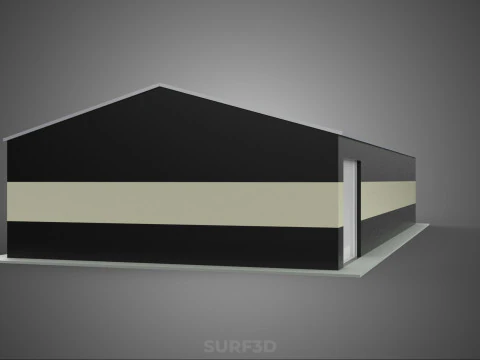 ROOFTOP ARRAY ECO SOLAR PANELS STRIPED UTILITY BUILDING FACILITY 3D Model
