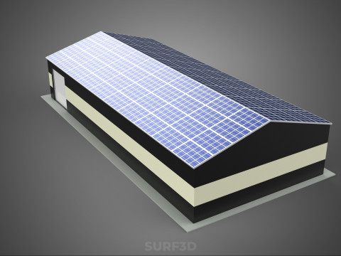 DACHOWE ECO PANELE SŁONECZNE PASKI OBIEKT BUDYNKU UŻYTKOWEGO Model 3D