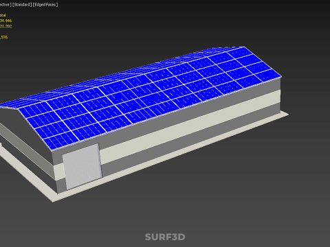 DACHOWE ECO PANELE SŁONECZNE PASKI OBIEKT BUDYNKU UŻYTKOWEGO Model 3D