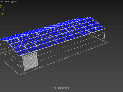DACHOWE ECO PANELE SŁONECZNE PASKI OBIEKT BUDYNKU UŻYTKOWEGO Model 3D
