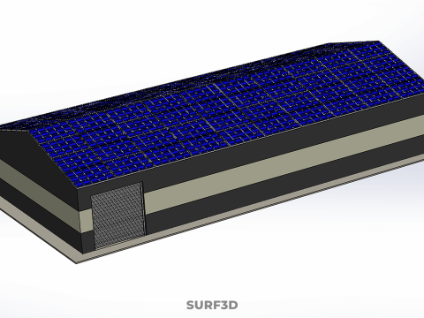 DACHOWE ECO PANELE SŁONECZNE PASKI OBIEKT BUDYNKU UŻYTKOWEGO Model 3D