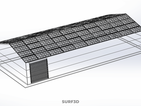 DACHOWE ECO PANELE SŁONECZNE PASKI OBIEKT BUDYNKU UŻYTKOWEGO Model 3D